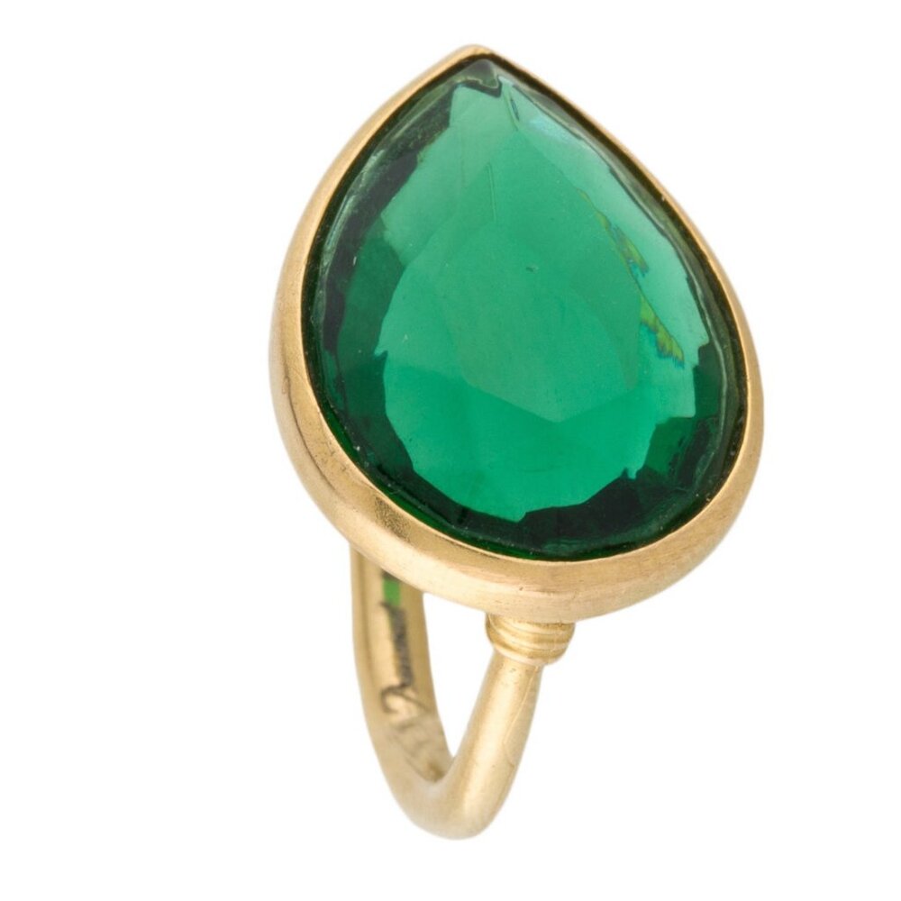MARIE HELENE DE TAILLAC X BACCARAT 18K SYNTHETIC EMERALD CRYSTAL COCKTAIL RING - Picture 3 of 9